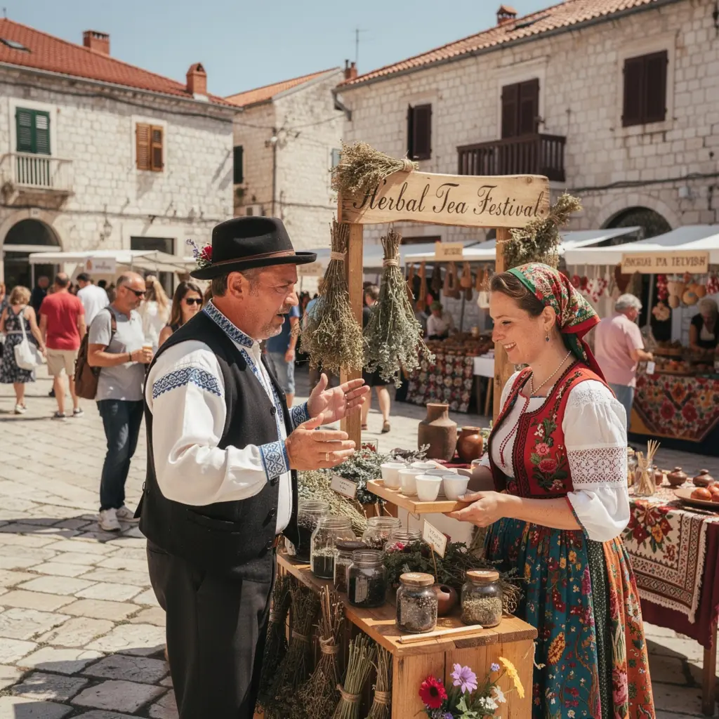 Pogled na vrt s ljekovitim biljem koje se koristi za čaj