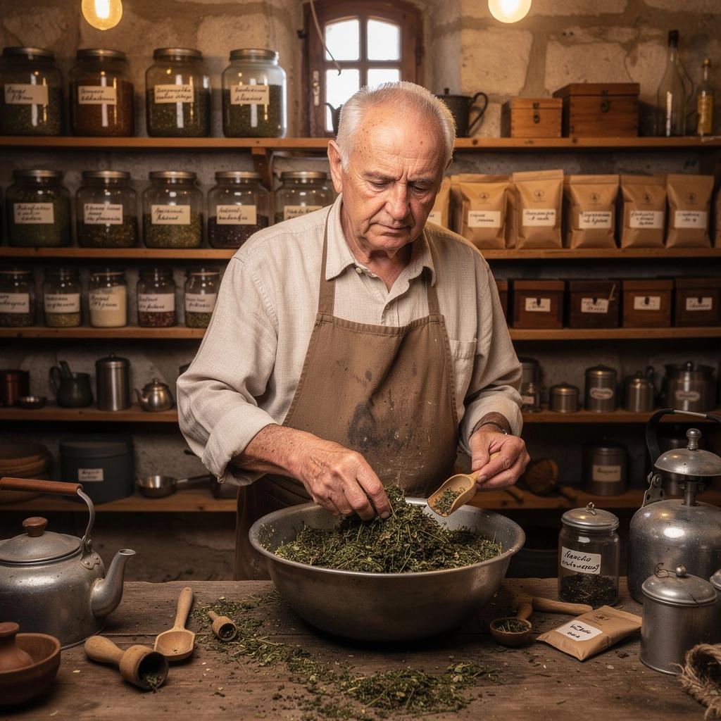 Stari recepti za čaj s prirodnim sastojcima na drvenoj ploči